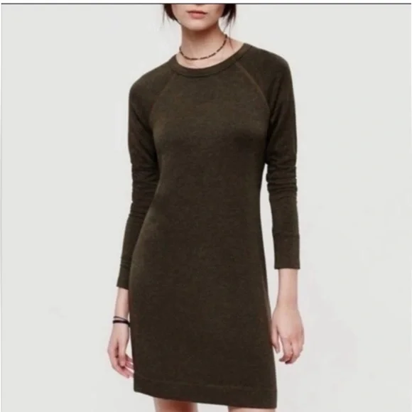 Lou & Grey Olive Green Long Sleeve Dress - Picture 1 of 8